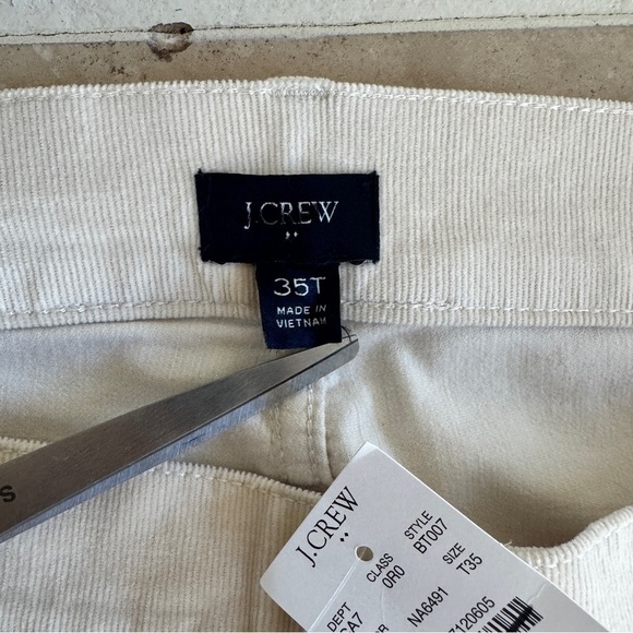 J Crew Factory Ivory Corduroy Full Length Essential Straight Womens Size 35 Tall - Picture 11 of 13
